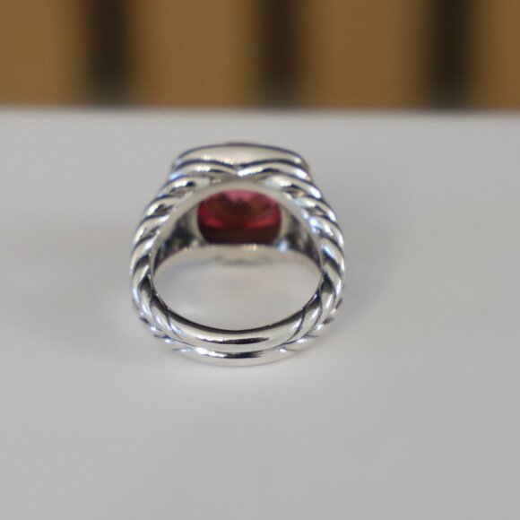 David Yurman Sterling Silver 11mm Albion Ring Tourmaline with Diamonds size 8 - Picture 7 of 8
